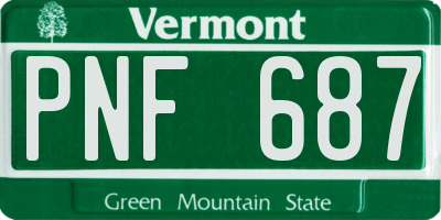 VT license plate PNF687