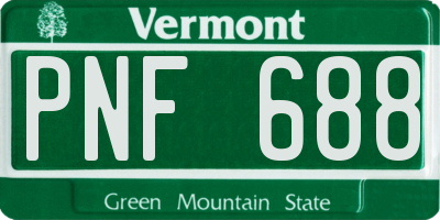 VT license plate PNF688