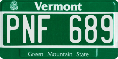 VT license plate PNF689