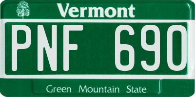 VT license plate PNF690