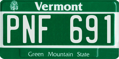 VT license plate PNF691