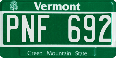 VT license plate PNF692