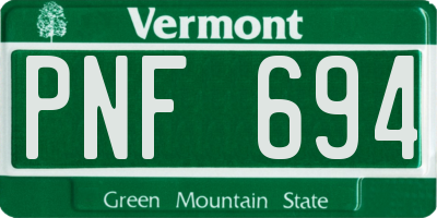 VT license plate PNF694