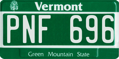 VT license plate PNF696