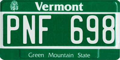 VT license plate PNF698