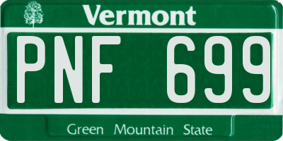 VT license plate PNF699