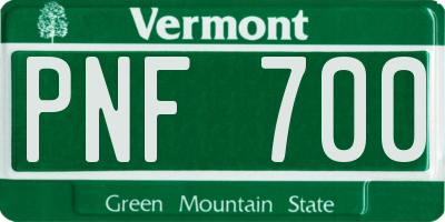 VT license plate PNF700