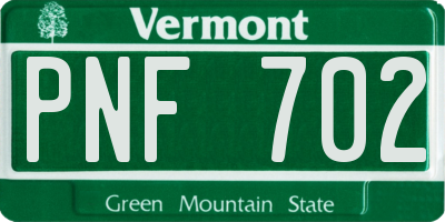 VT license plate PNF702
