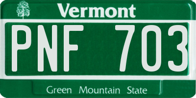 VT license plate PNF703