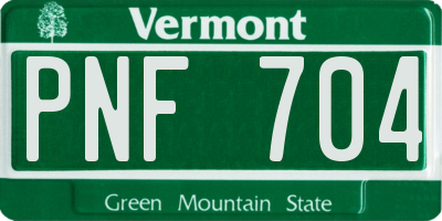 VT license plate PNF704