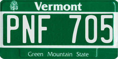 VT license plate PNF705