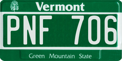 VT license plate PNF706