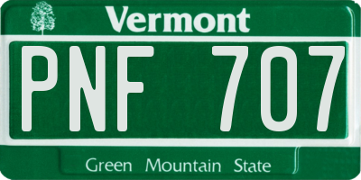 VT license plate PNF707