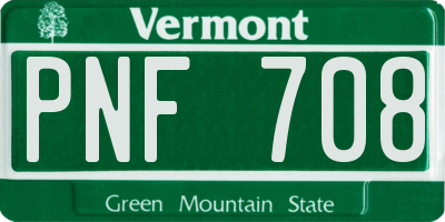 VT license plate PNF708