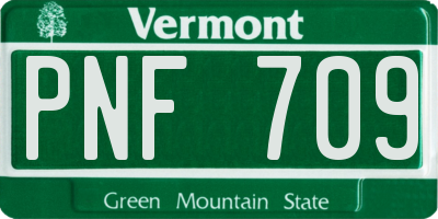 VT license plate PNF709