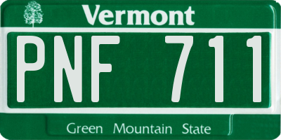 VT license plate PNF711