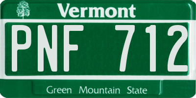VT license plate PNF712