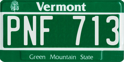 VT license plate PNF713