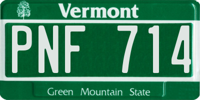 VT license plate PNF714