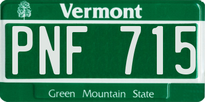 VT license plate PNF715