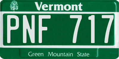VT license plate PNF717