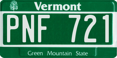 VT license plate PNF721