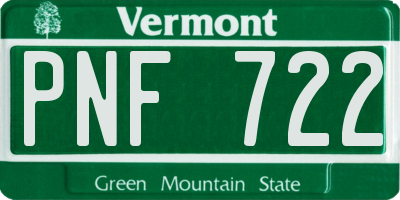 VT license plate PNF722