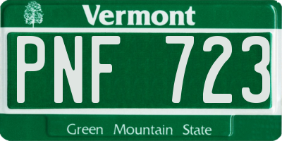 VT license plate PNF723