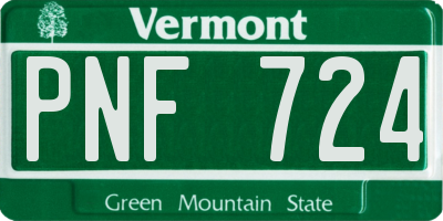 VT license plate PNF724