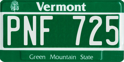 VT license plate PNF725