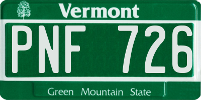 VT license plate PNF726