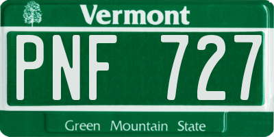 VT license plate PNF727