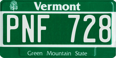 VT license plate PNF728