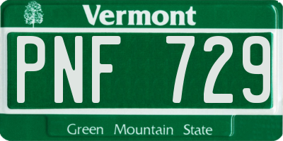 VT license plate PNF729