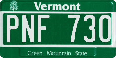VT license plate PNF730