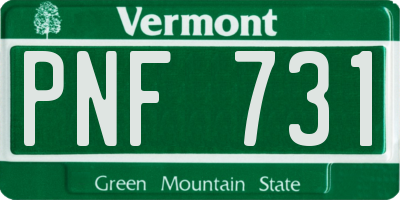 VT license plate PNF731