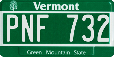 VT license plate PNF732