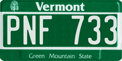 VT license plate PNF733
