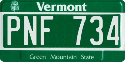 VT license plate PNF734