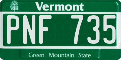 VT license plate PNF735