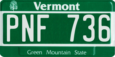 VT license plate PNF736