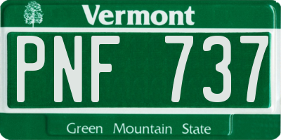 VT license plate PNF737