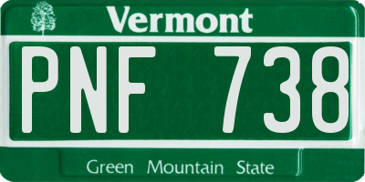 VT license plate PNF738