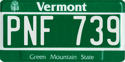 VT license plate PNF739