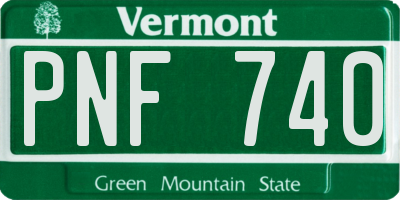 VT license plate PNF740