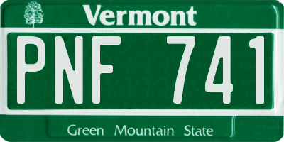 VT license plate PNF741