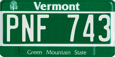 VT license plate PNF743