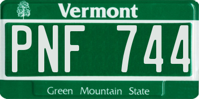 VT license plate PNF744