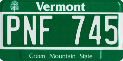 VT license plate PNF745