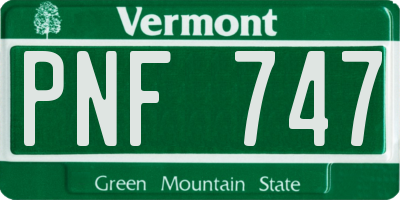 VT license plate PNF747